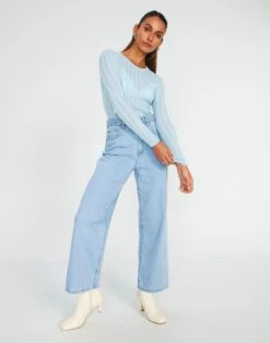 Sheer Ribbed Long Sleeve Knit Top 28 Sheer Ribbed Long Sleeve Knit Top -GLASSONS CLOTHING zara sheer crepe crew put things on ice full kl89942sc