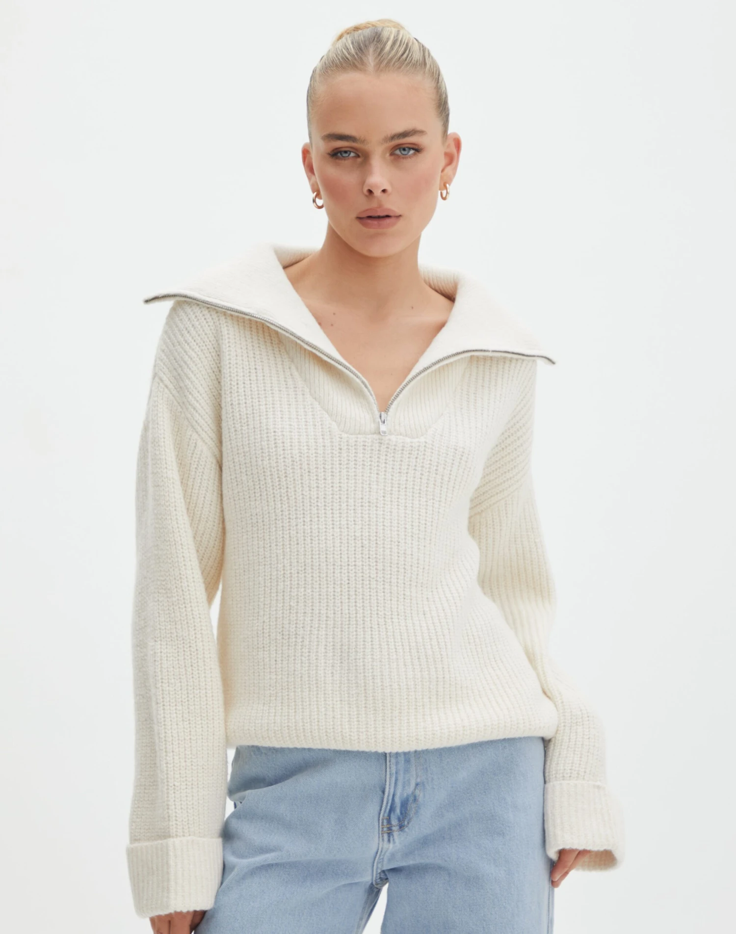 Oversized Quarter Zip Knit Jumper 3 Oversized Quarter Zip Knit Jumper