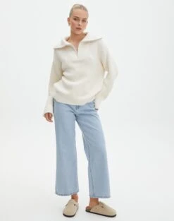 Oversized Quarter Zip Knit Jumper 23 Oversized Quarter Zip Knit Jumper -GLASSONS CLOTHING ziggy zip oversized knit bad to the bone full kl95134cot