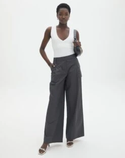 Stitch Detail Faux Leather Pant -GLASSONS CLOTHING zuma wide leg pant shadow dancer front pw120225cot